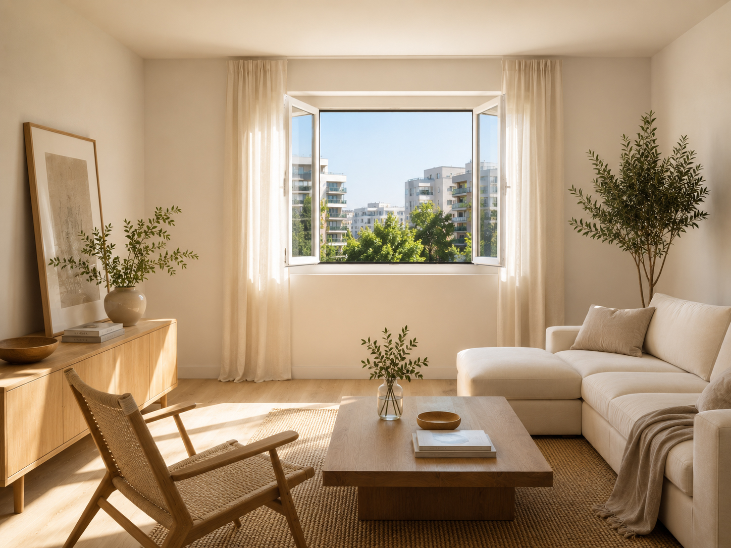 Aire saludable Biogar en vivienda luminosa con ventilación natural y filtración