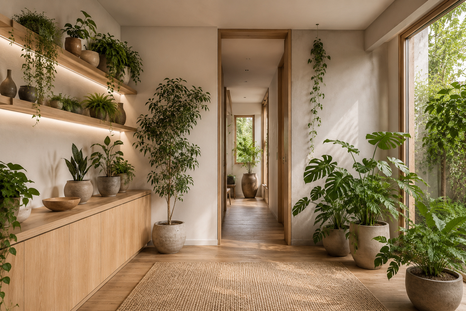 Propuesta Biogar de plantas en casa con vegetación interior, macetas nobles y luz natural